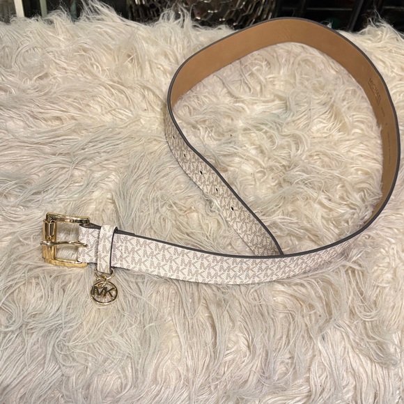 Michael Kors Signature White and Gold Belt - Picture 1 of 1